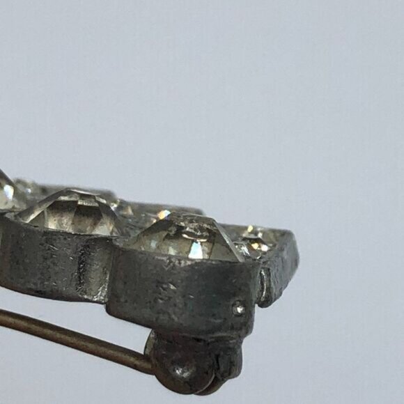 Vintage Antique Art Deco Small Silver and Rhinestone Brooch - Picture 5 of 5